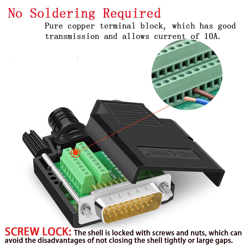 Amazon.com: ANMBEST DB26 Breakout Connector, Solderfree RS232 D